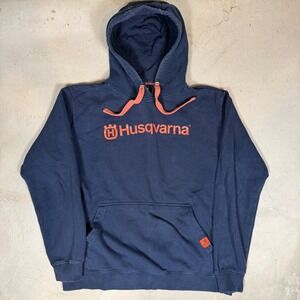Husqvarna Spar Mens Navy Blue Logo Pullover Hoodie Sweatshirt Medium RN102019